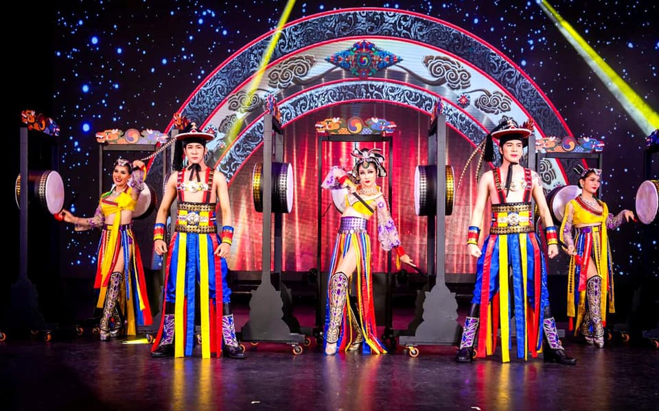 The performers of Phuket's Simon Cabaret on stage.
