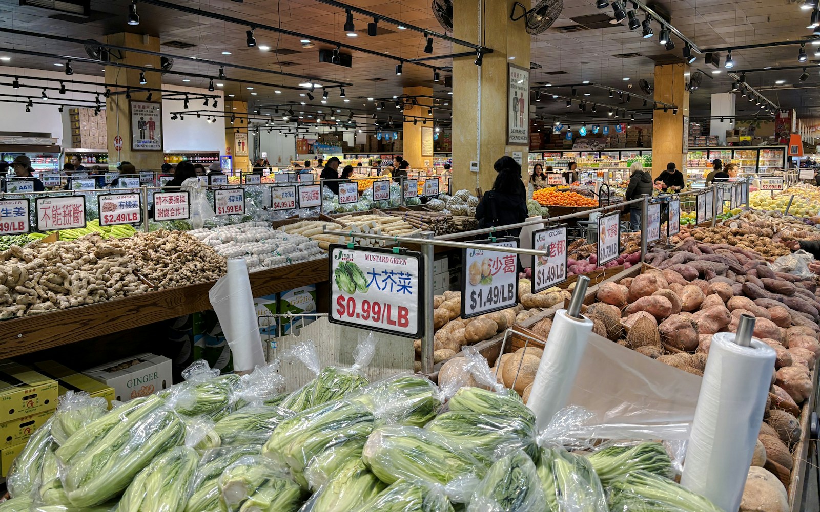 Produce stalls in a neighbourhood market