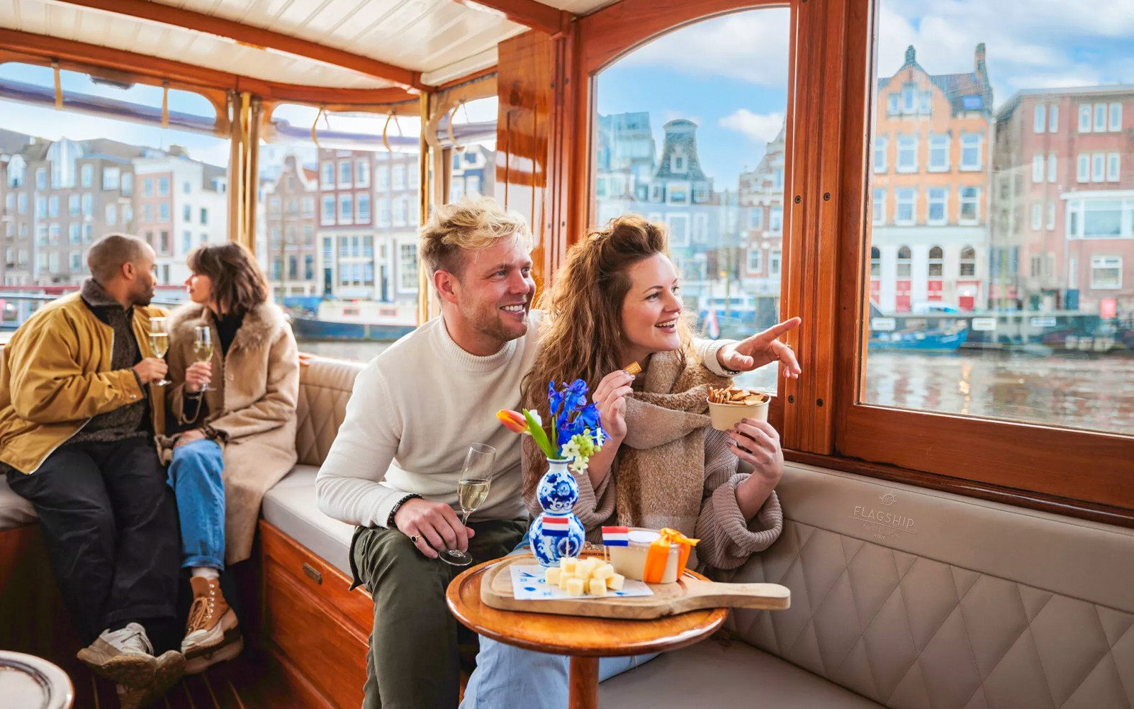 Amsterdam: 1-Hour Luxury Romantic Saloon Boat Cruise with Bubbles & Bites — gallery 1