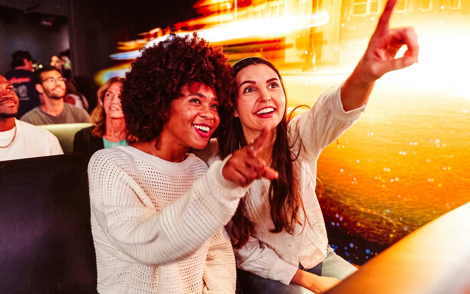 Visitors inside an immersive Times Travel experience