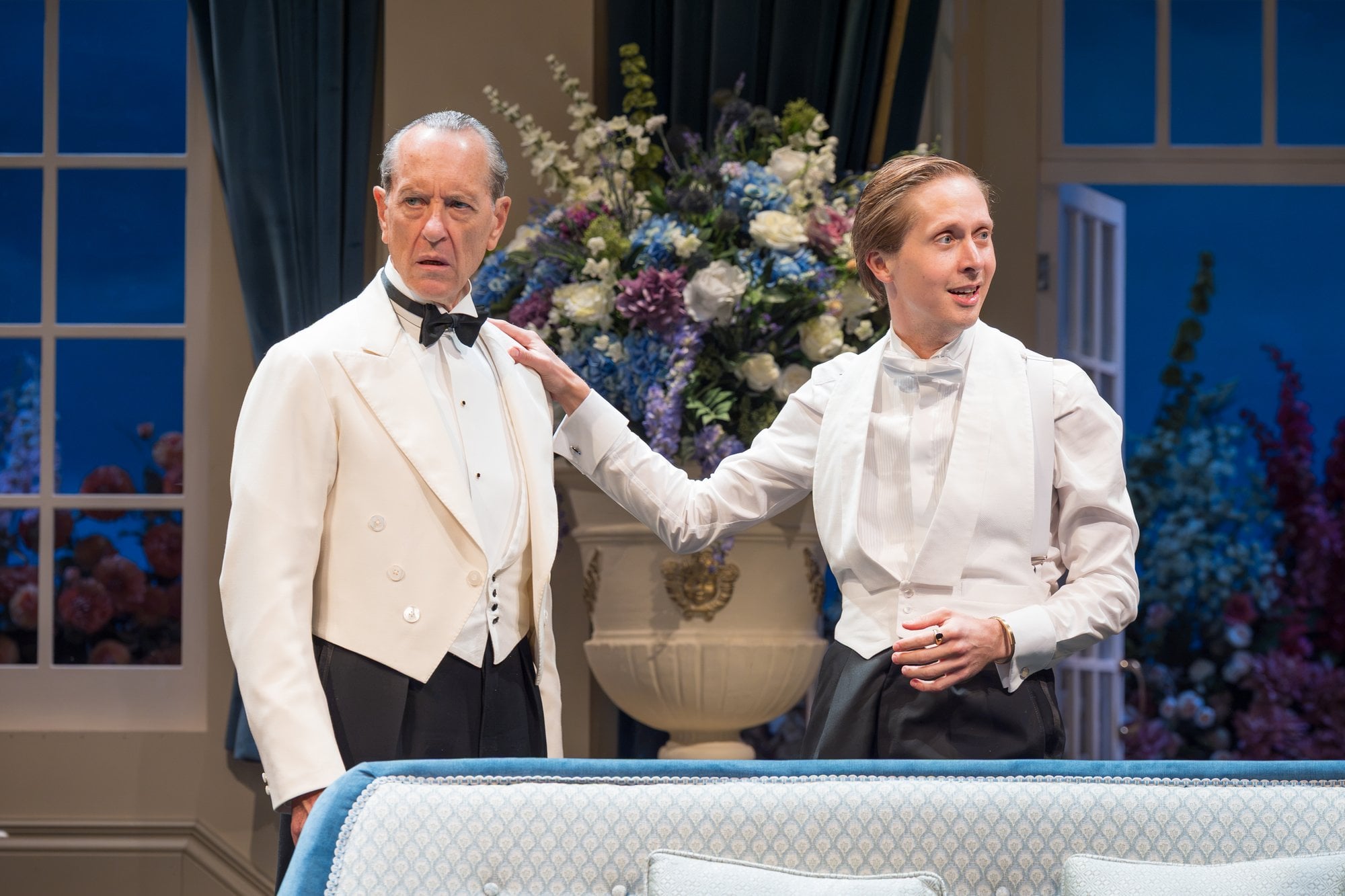 Richard E. Grant as David Bliss and Will Close as Simon Bliss in Hay Fever at Wyndham's Theatre. Photo: Marc Brenner