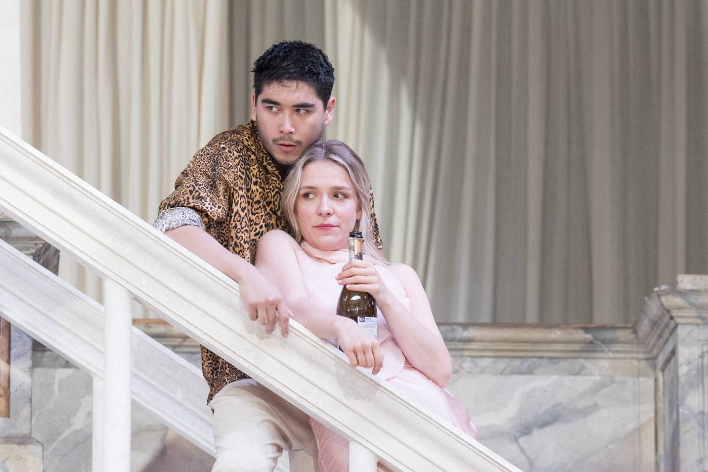 Production photograph from Much Ado About Nothing at Shakespeare's Globe