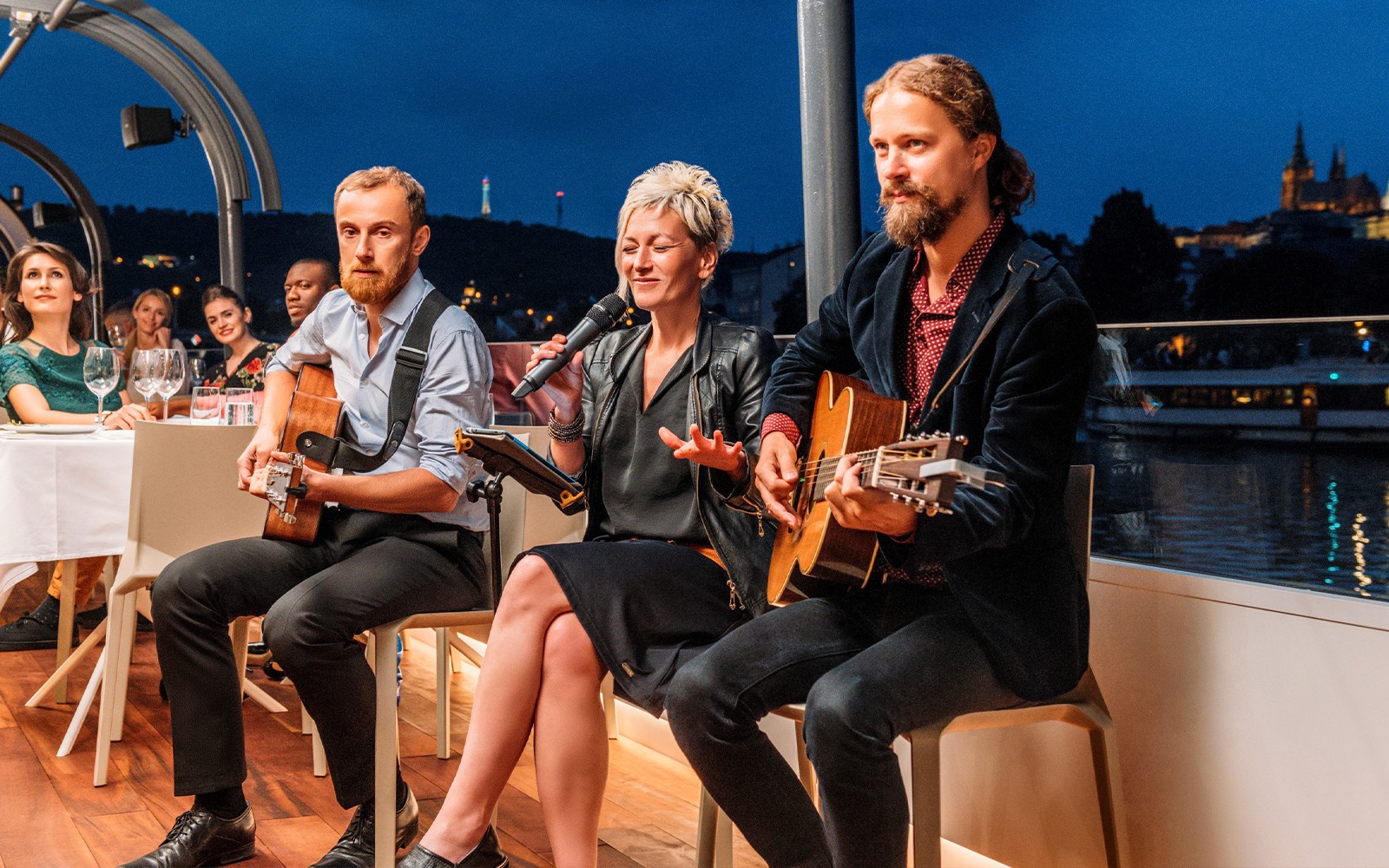 Prague Dinner Cruise on an Open-Top Glass Boat with Live Music