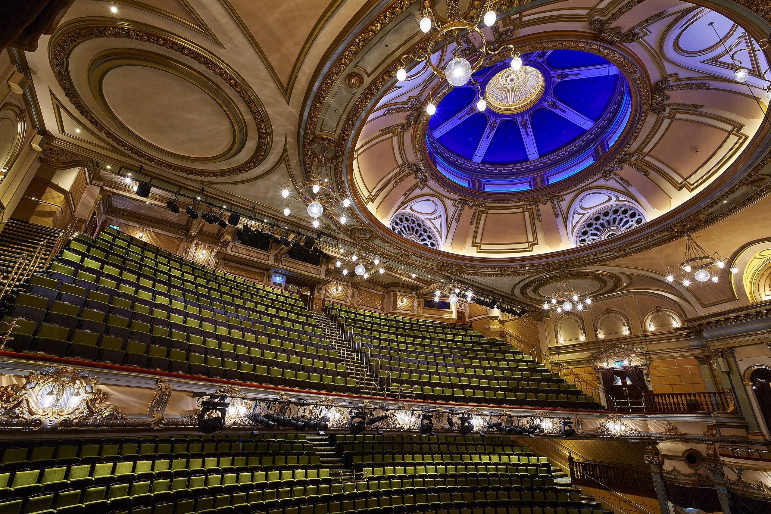 The grand domed auditorium of the air-conditioned Victoria Palace Theatre in London's West End