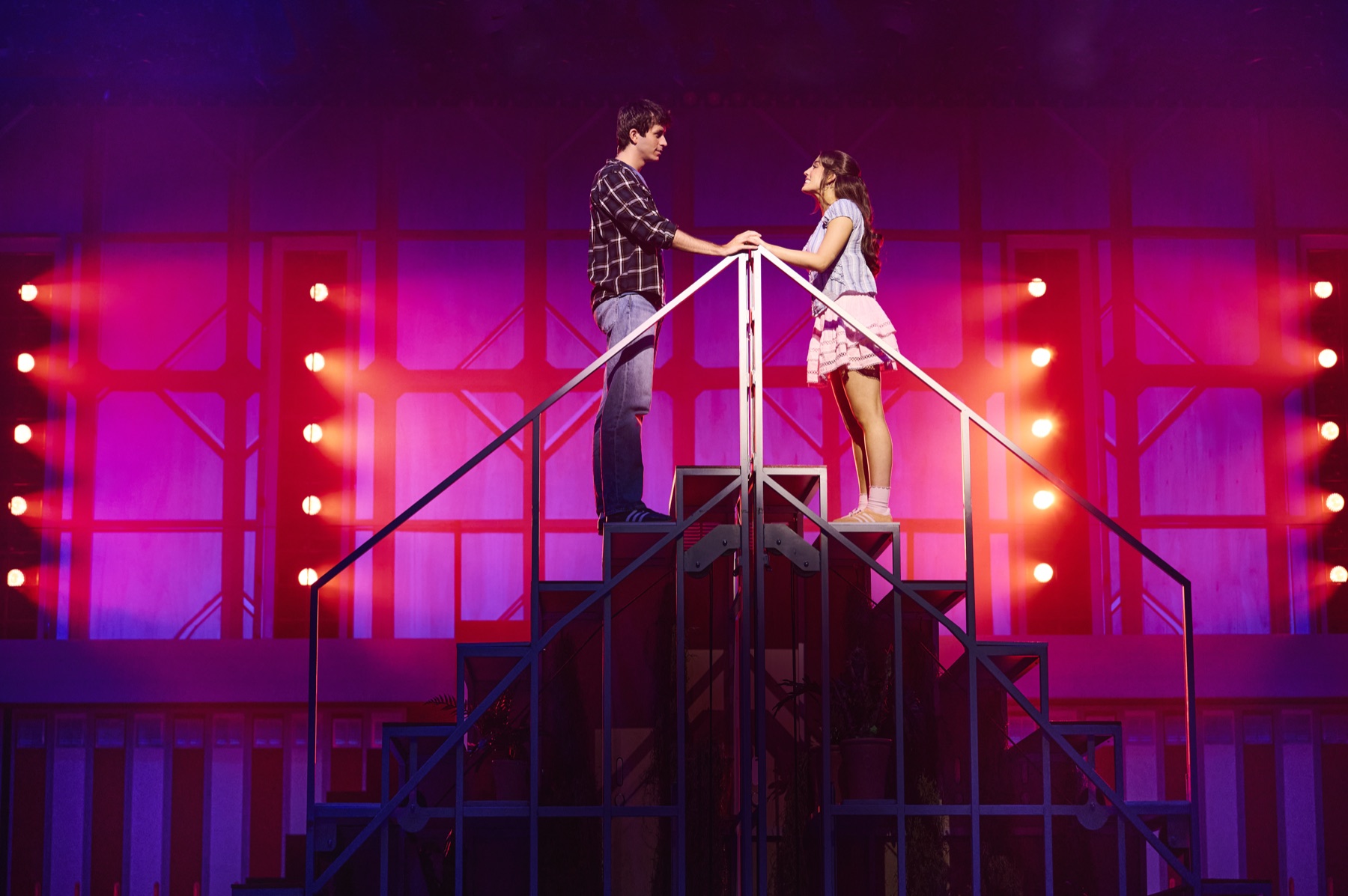 Tobias Turley as Troy Bolton and Leonor Correia as Gabriella Montez in High School Musical (photo: Matt Crockett)