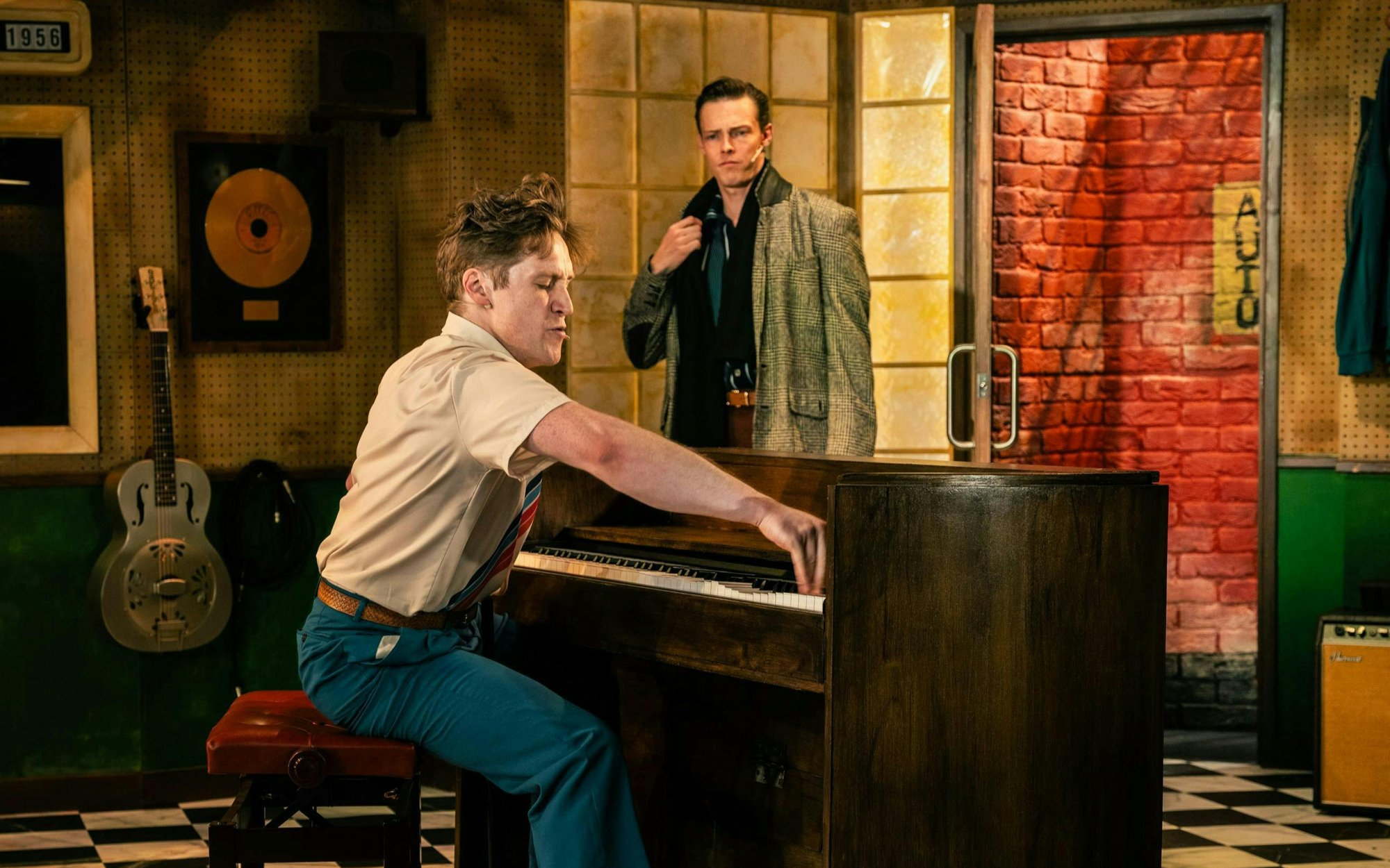 Jerry Lee Lewis at the piano in the Sun Records studio scene