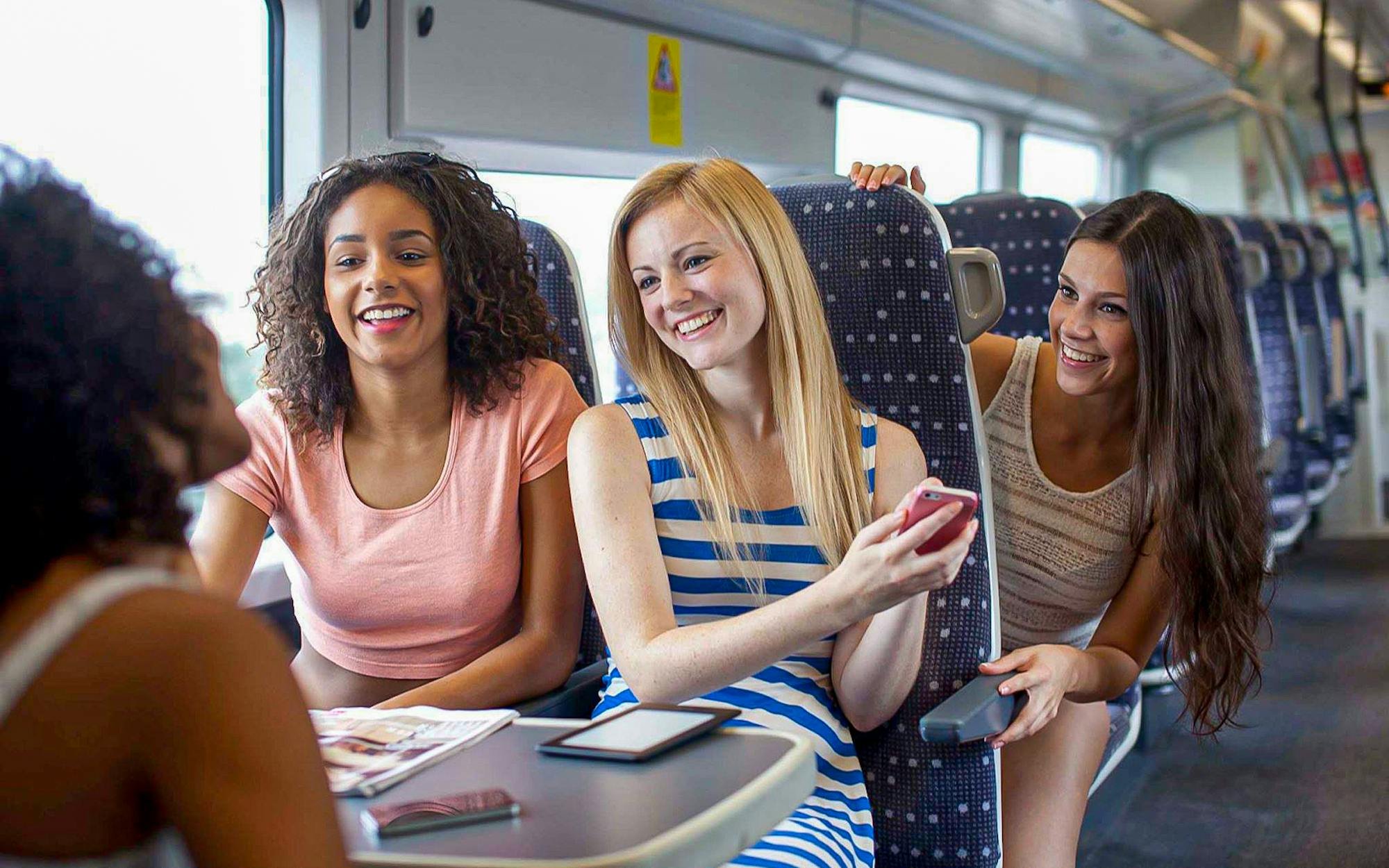 Passengers seated on the Stansted Express to London