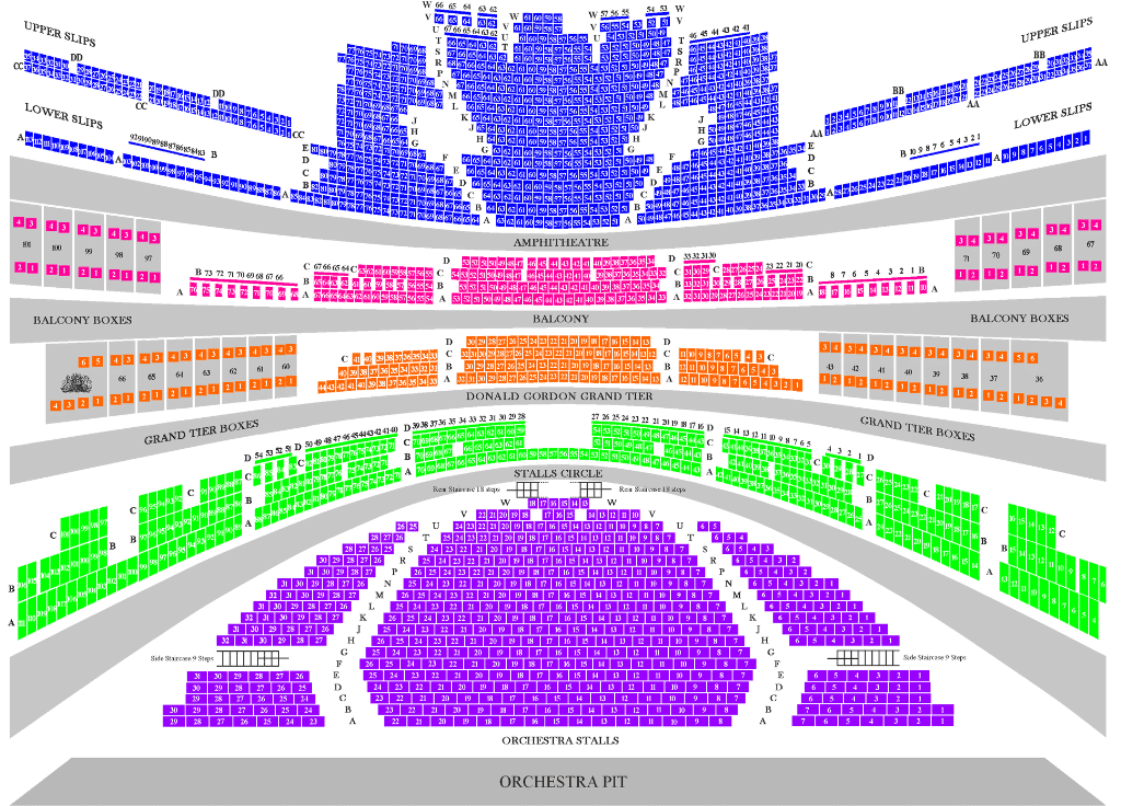 Royal Opera House seat map — sections, rows and price bands